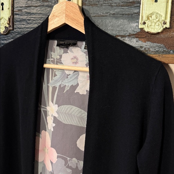 Ted Baker Secret Trellis Floral Back Open Front Black Cardigan Size 1 - Picture 6 of 15